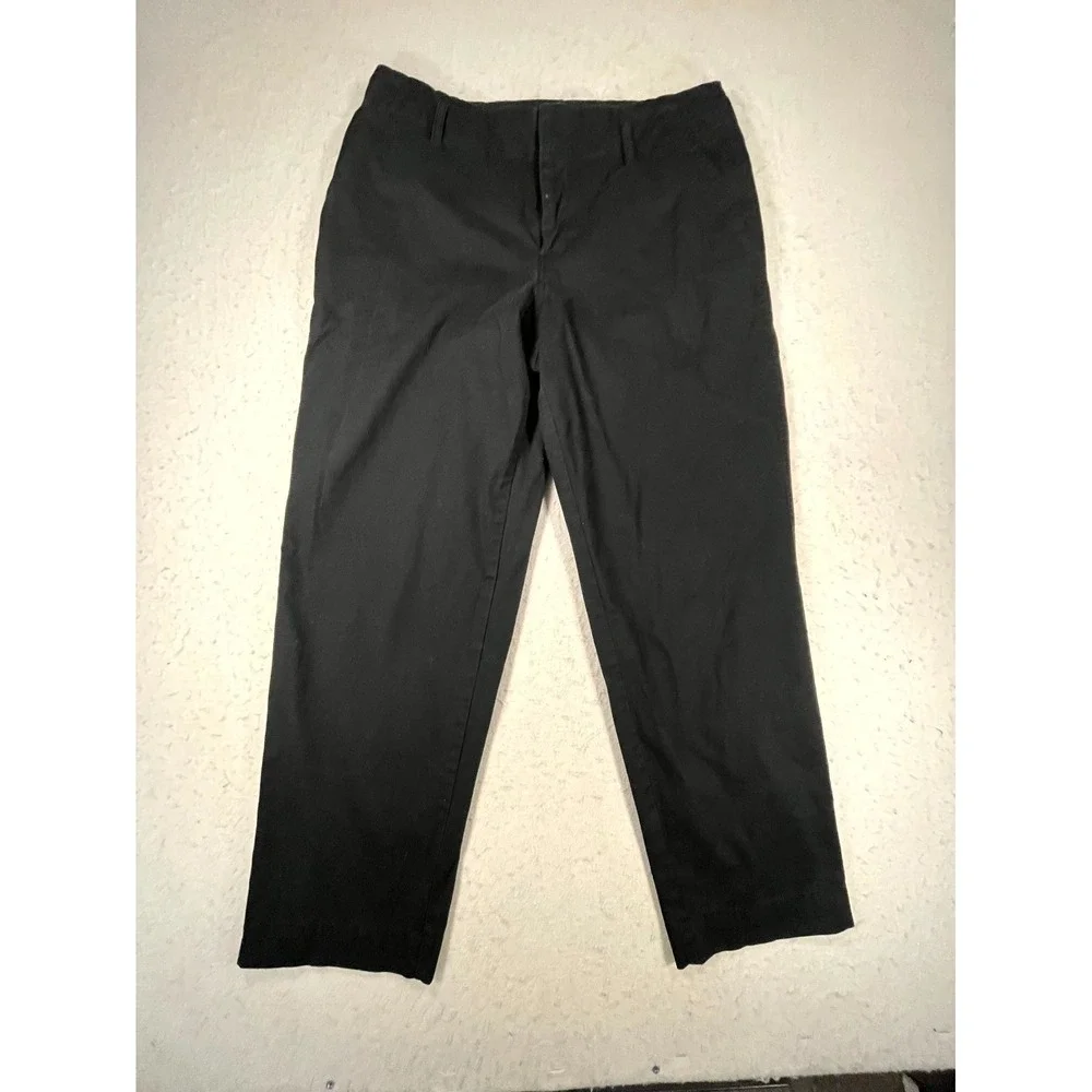 A New Day Ankle Chino Pants Womens 10 Black Cotton Blend Flat Front High Rise